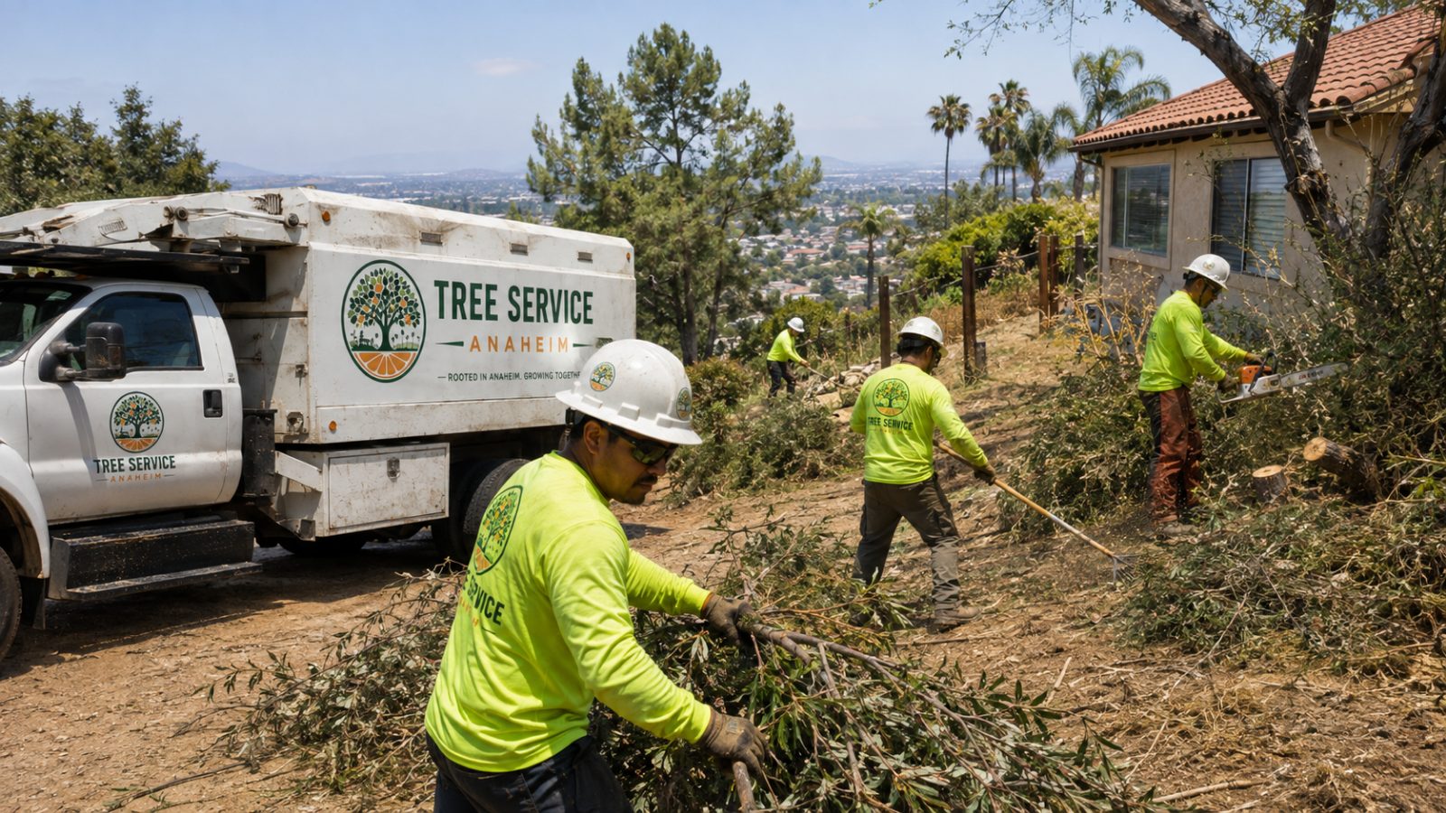 Defensible-space tree and brush clearance Tree and brush clearance for defensible space around an Orange County property